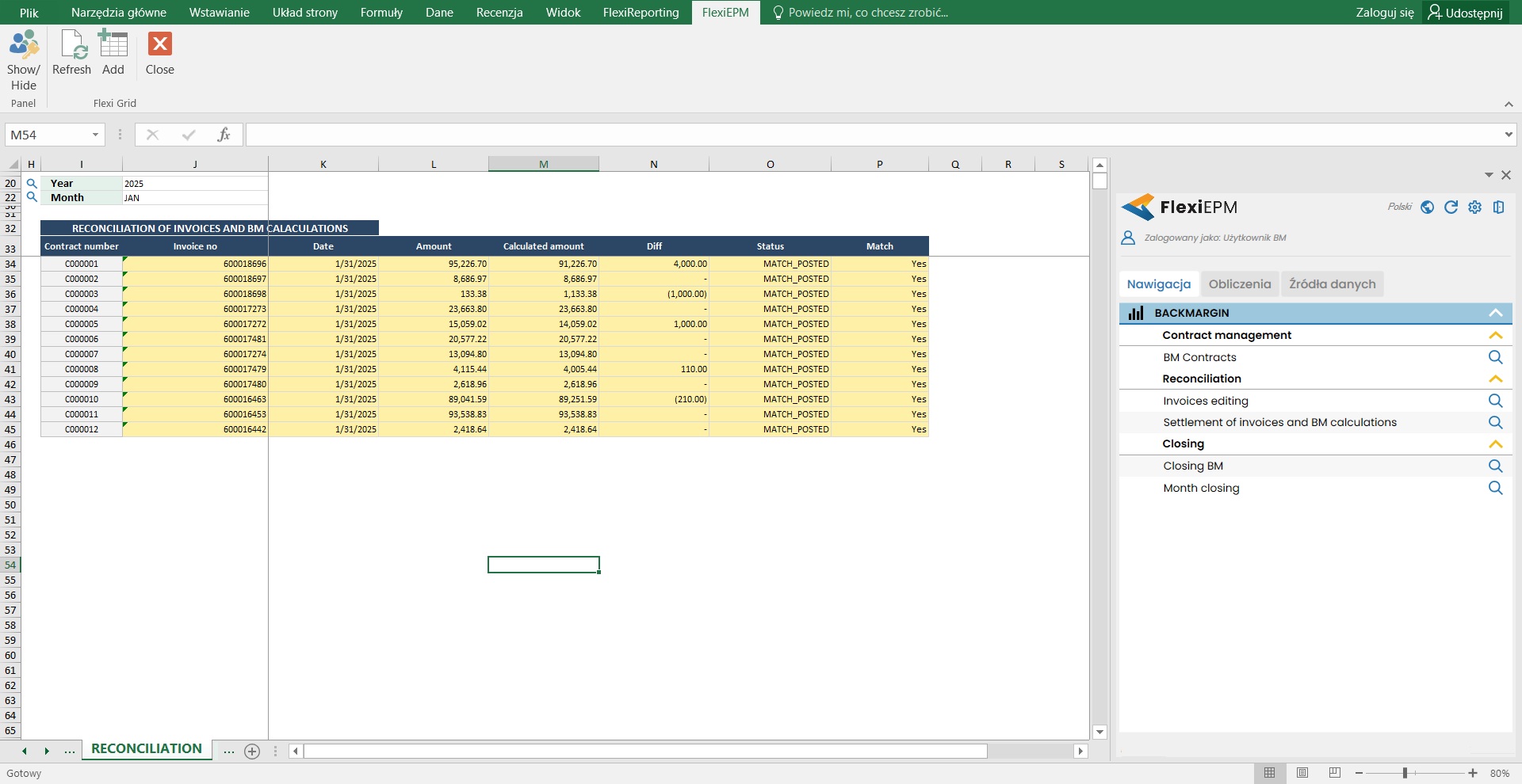 Uzgodnienie naliczeń backmarży fakturami