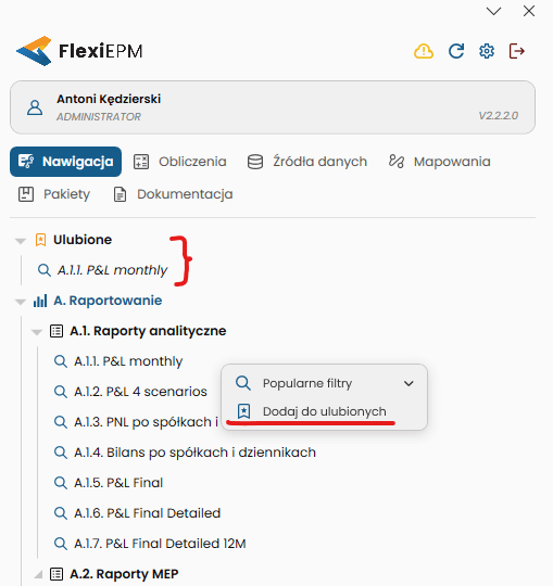 Ulubione raporty pod ręką