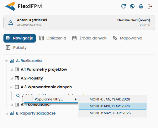 System zapamiętuje Twoje zestawy filtrów